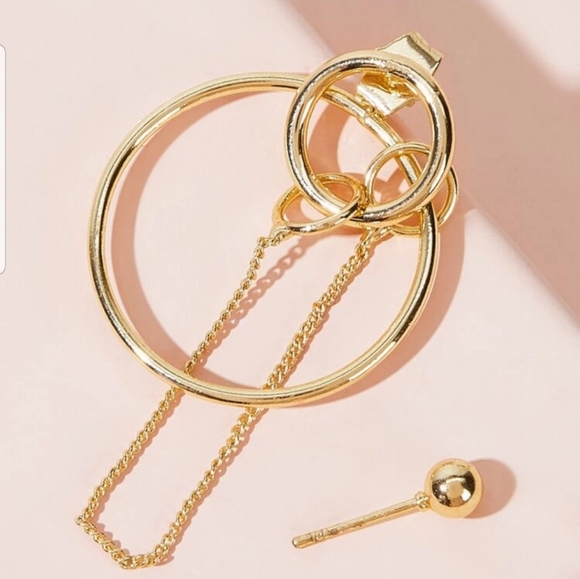 *Mila* Double hoop and Chain Earring - Picture 2 of 4